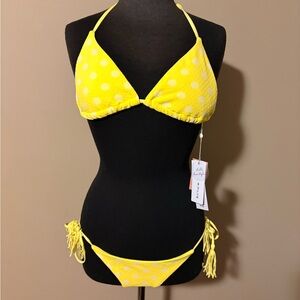 Pilyq Bright Yellow Polka Dot Bikini